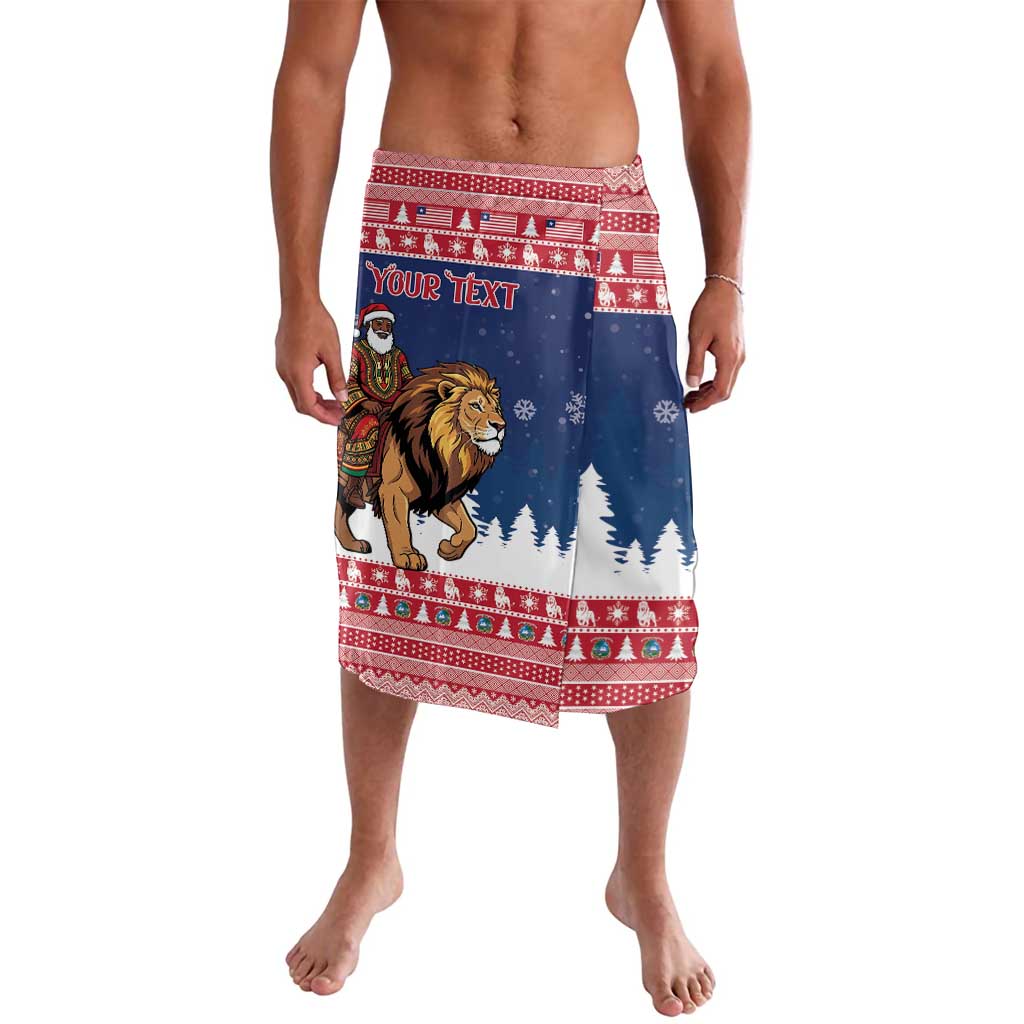 Personalized Liberia Christmas Lavalava Black Santa Riding Lion - Merry Christmas - Wonder Print Shop