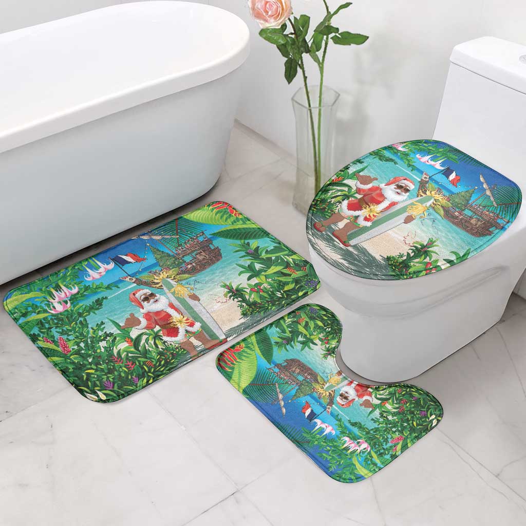 Mayotte Christmas Bathroom Set Santa Chill on Tropical Beach - Wonder Print Shop