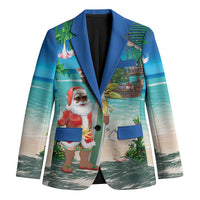 Mayotte Christmas Blazer Santa Chill on Tropical Beach - Wonder Print Shop