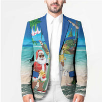 Mayotte Christmas Blazer Santa Chill on Tropical Beach - Wonder Print Shop
