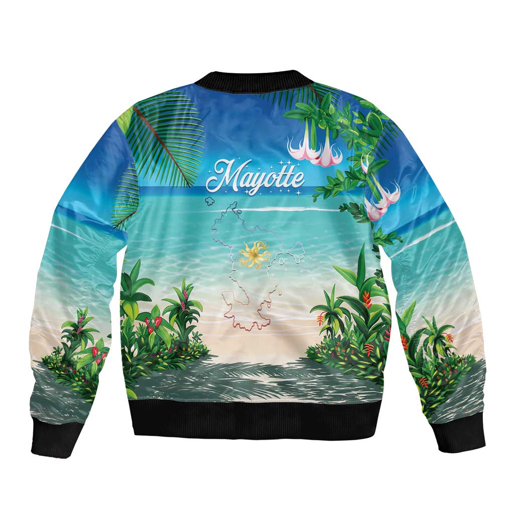 Mayotte Christmas Bomber Jacket Santa Chill on Tropical Beach - Wonder Print Shop