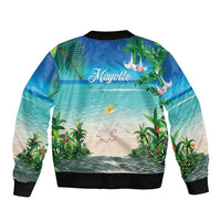 Mayotte Christmas Bomber Jacket Santa Chill on Tropical Beach - Wonder Print Shop