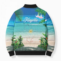 Mayotte Christmas Bomber Puffer Jacket Santa Chill on Tropical Beach - Wonder Print Shop