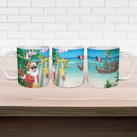 Mayotte Christmas Ceramic Mug Santa Chill on Tropical Beach - Wonder Print Shop