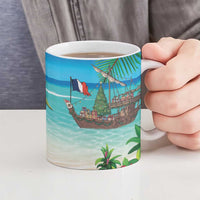 Mayotte Christmas Ceramic Mug Santa Chill on Tropical Beach - Wonder Print Shop