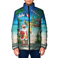 Mayotte Christmas Padded Jacket Santa Chill on Tropical Beach - Wonder Print Shop