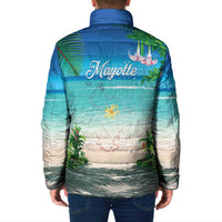 Mayotte Christmas Padded Jacket Santa Chill on Tropical Beach - Wonder Print Shop