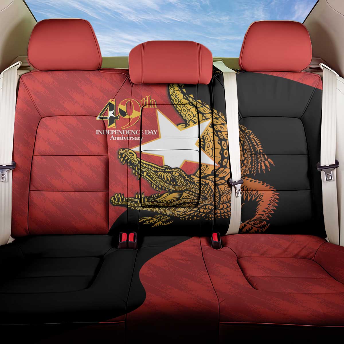 East Timor Independence Day Back Car Seat Cover 49th Anniversary - Crocodile Curve Style - Wonder Print Shop