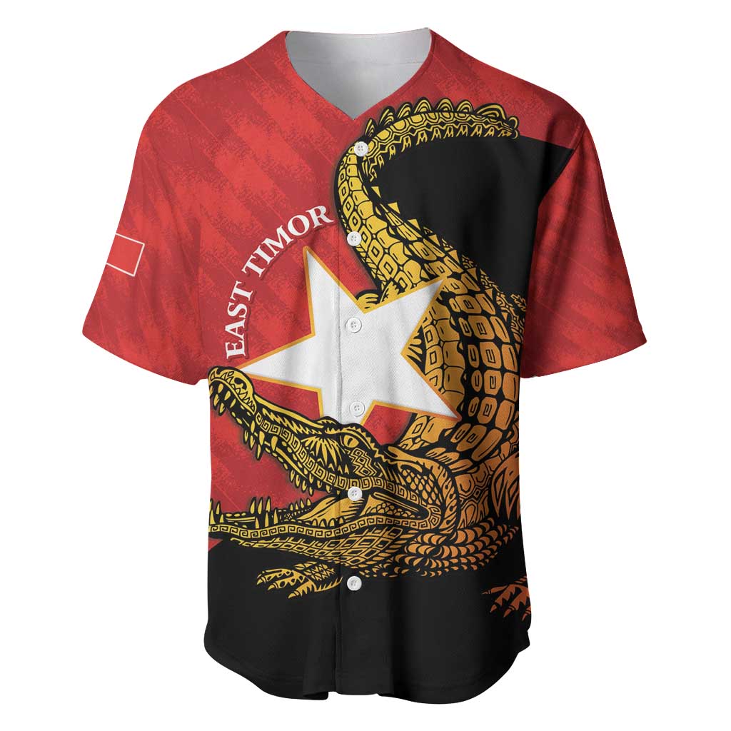 East Timor Independence Day Baseball Jersey 49th Anniversary - Crocodile Curve Style - Wonder Print Shop