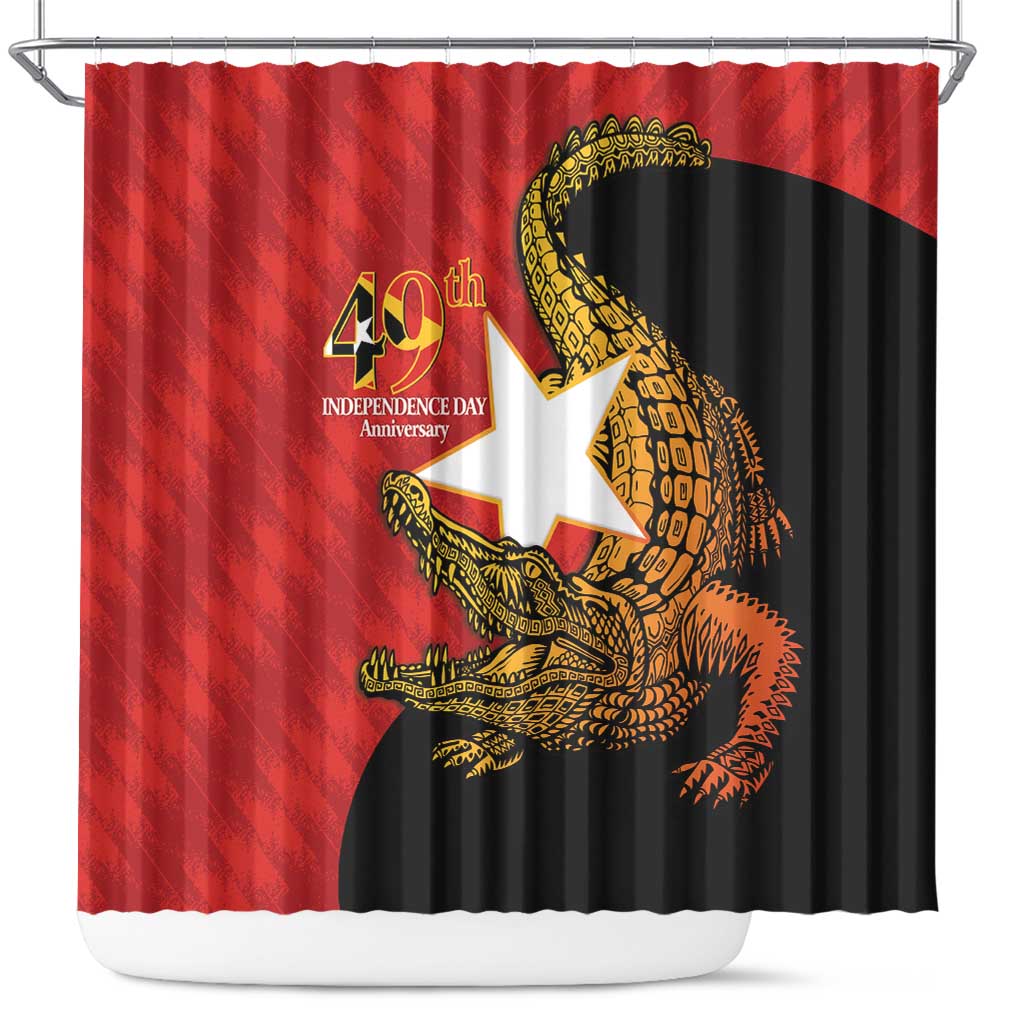 East Timor Independence Day Shower Curtain 49th Anniversary - Crocodile Curve Style