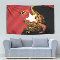 East Timor Independence Day tapestry showing golden crocodile art with 40th anniversary star