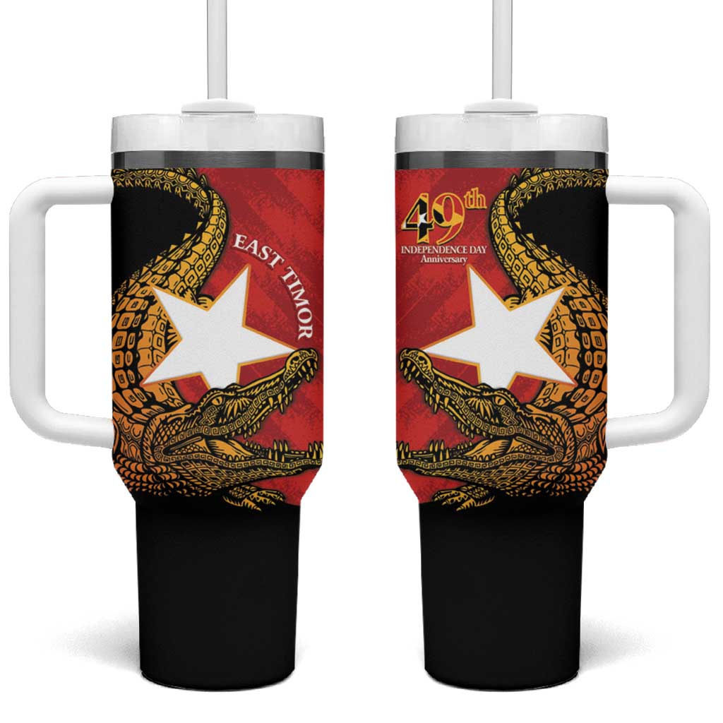 East Timor Independence Day Tumbler With Handle 49th Anniversary - Crocodile Curve Style - Wonder Print Shop