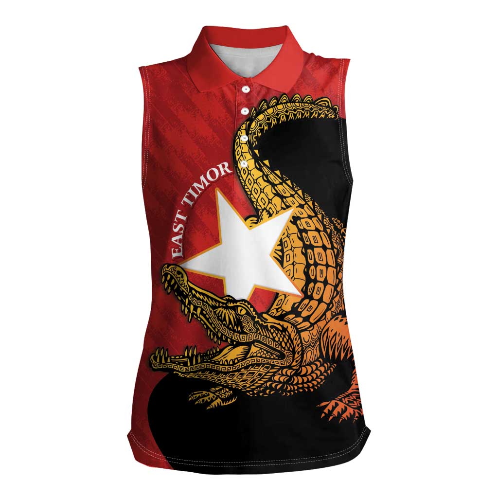 East Timor Independence Day Women Sleeveless Polo Shirt 49th Anniversary - Crocodile Curve Style - Wonder Print Shop