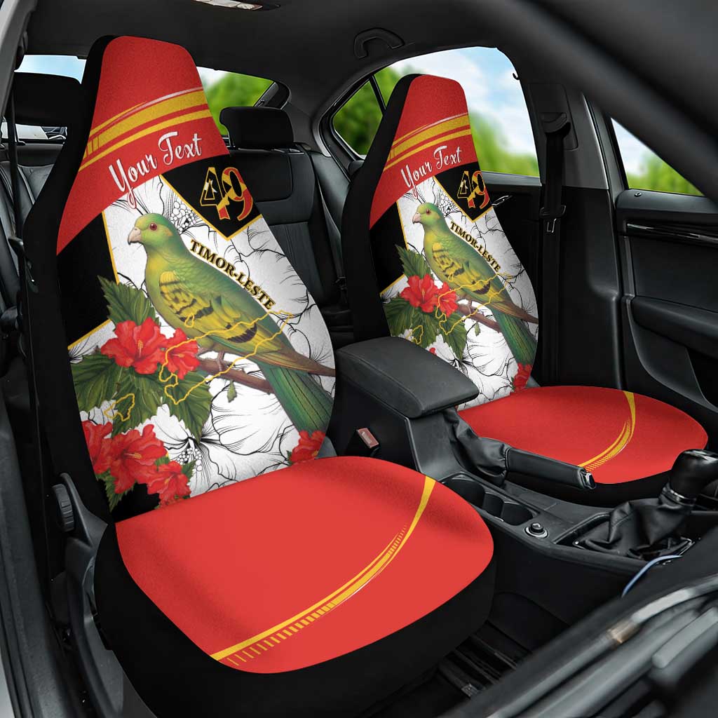 Personalised East Timor Independence Day Car Seat Cover Timor Pigeon Mix Hibiscus Pattern - Wonder Print Shop