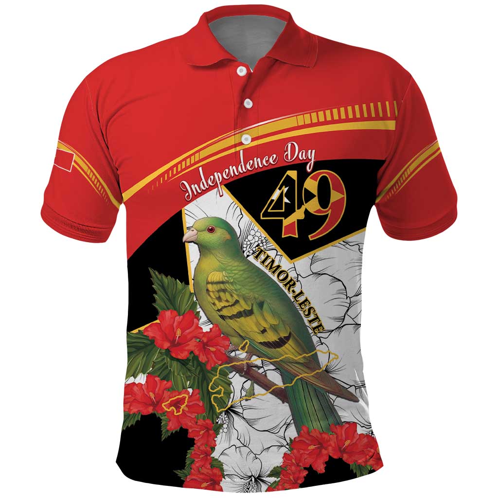 Personalised East Timor Independence Day Polo Shirt Timor Pigeon Mix Hibiscus Pattern - Wonder Print Shop