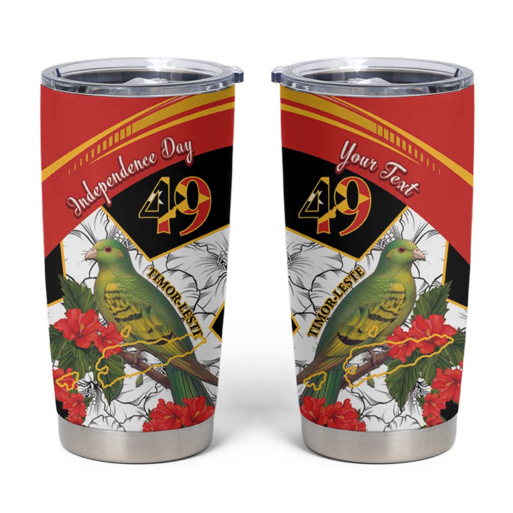 Personalised East Timor Independence Day Tumbler Cup Timor Pigeon Mix Hibiscus Pattern - Wonder Print Shop