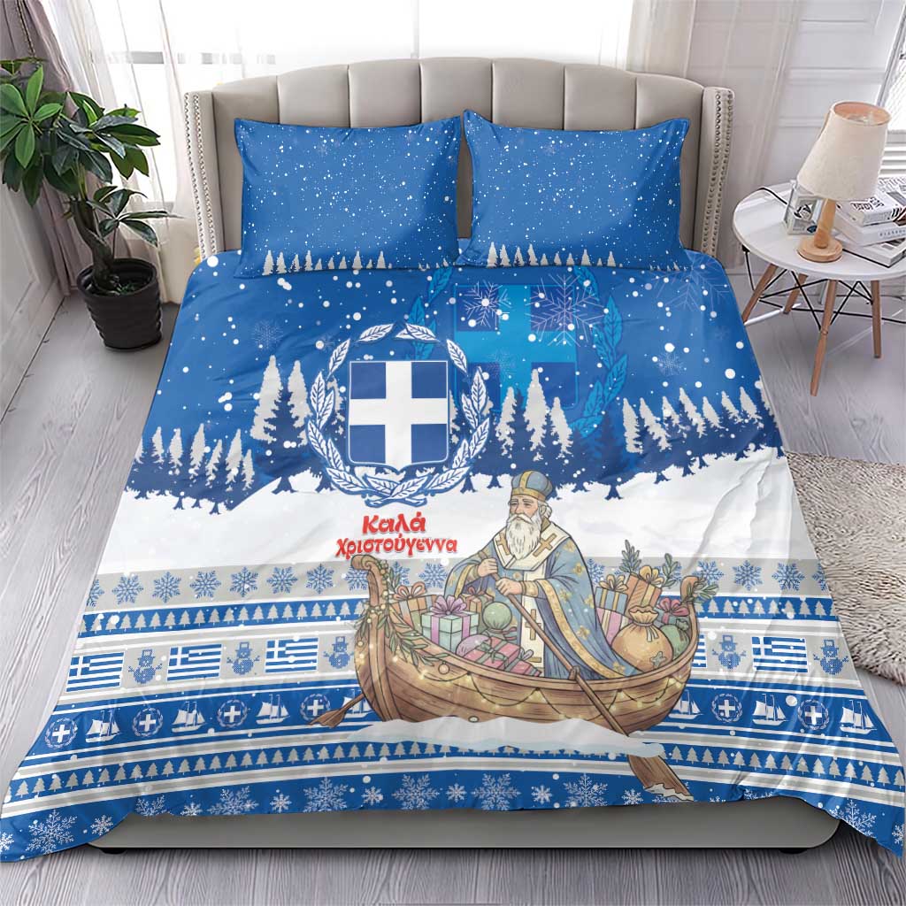 Greece Christmas Bedding Set Saint Basil Kala Cristouyenna - Wonder Print Shop