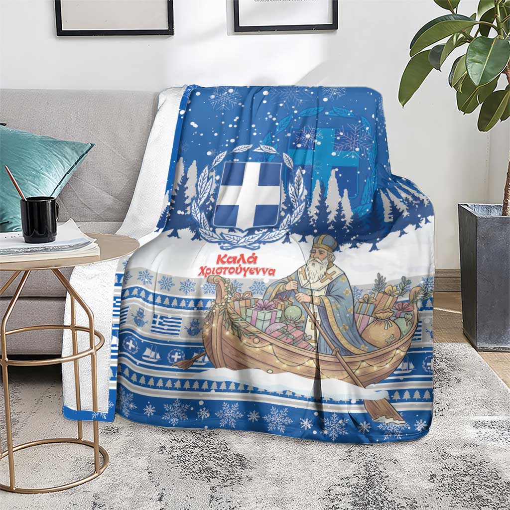 Greece Christmas Blanket Saint Basil Kala Cristouyenna - Wonder Print Shop