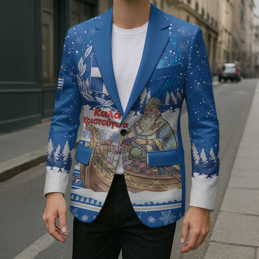 Greece Christmas Blazer Saint Basil Kala Cristouyenna - Wonder Print Shop