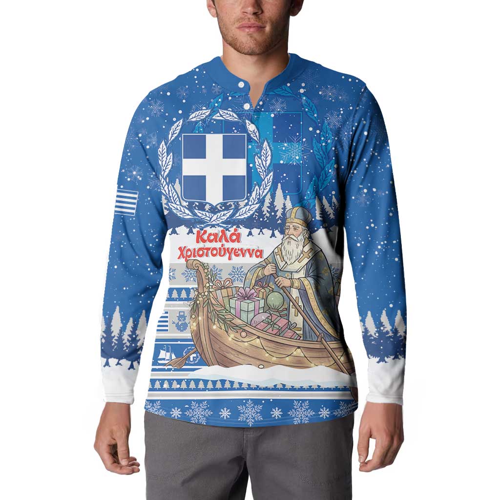 Greece Christmas Button Sweatshirt Saint Basil Kala Cristouyenna - Wonder Print Shop