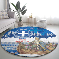 Greece Christmas Round Carpet Saint Basil Kala Cristouyenna - Wonder Print Shop