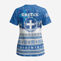 Greece Christmas Scrub Top Saint Basil Kala Cristouyenna - Wonder Print Shop