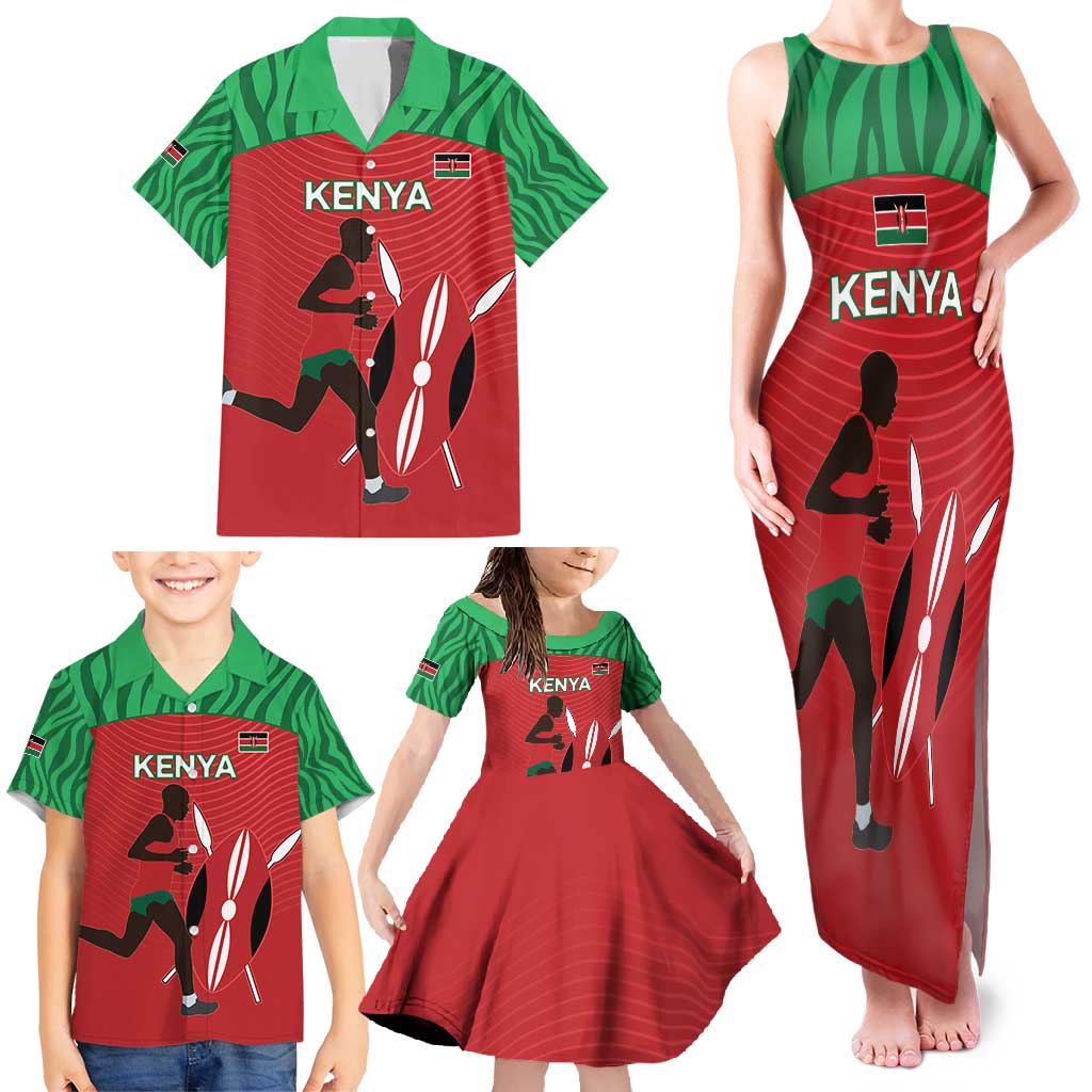 Custom Athletics Kenya Family Matching Tank Maxi Dress and Hawaiian Shirt Kenyan Runner - Wonder Print Shop