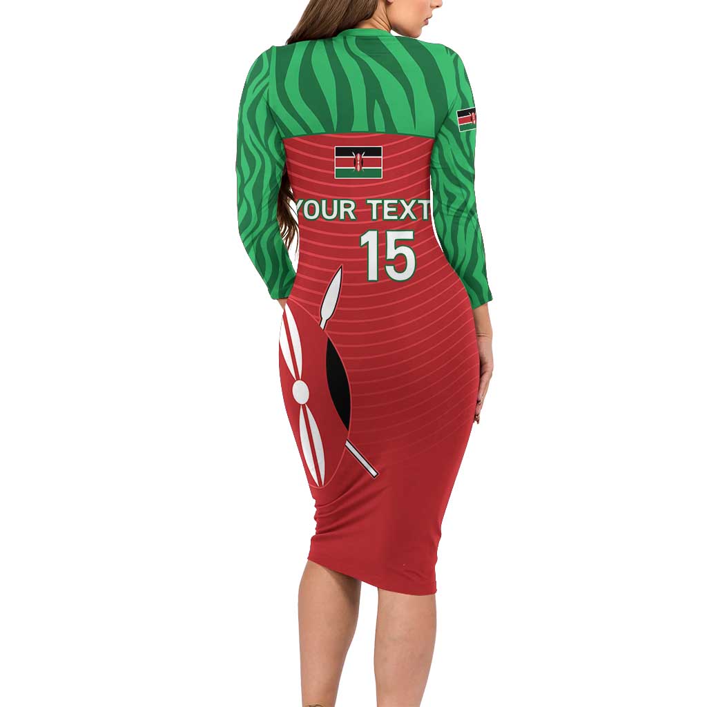 Custom Athletics Kenya Long Sleeve Bodycon Dress Kenyan Runner - Wonder Print Shop