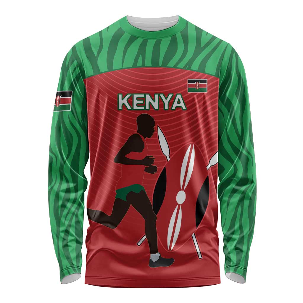 Custom Athletics Kenya Long Sleeve Shirt Kenyan Runner - Wonder Print Shop