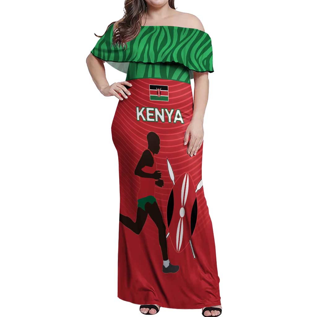 Custom Athletics Kenya Off Shoulder Maxi Dress Kenyan Runner - Wonder Print Shop