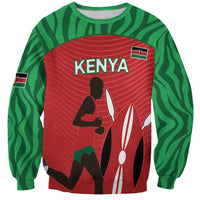 Unisex red and green sweatshirt with Kenya runner graphic and flag patch