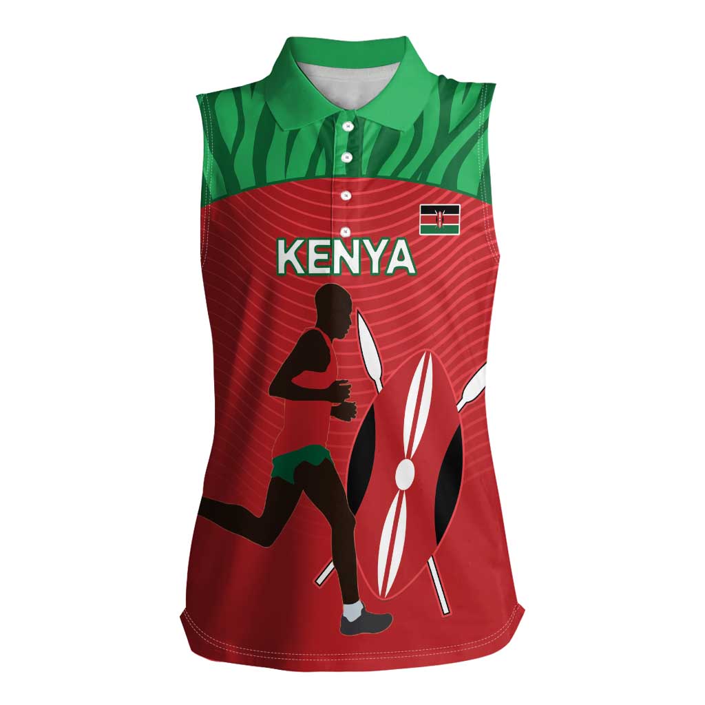 Custom Athletics Kenya Women Sleeveless Polo Shirt Kenyan Runner - Wonder Print Shop