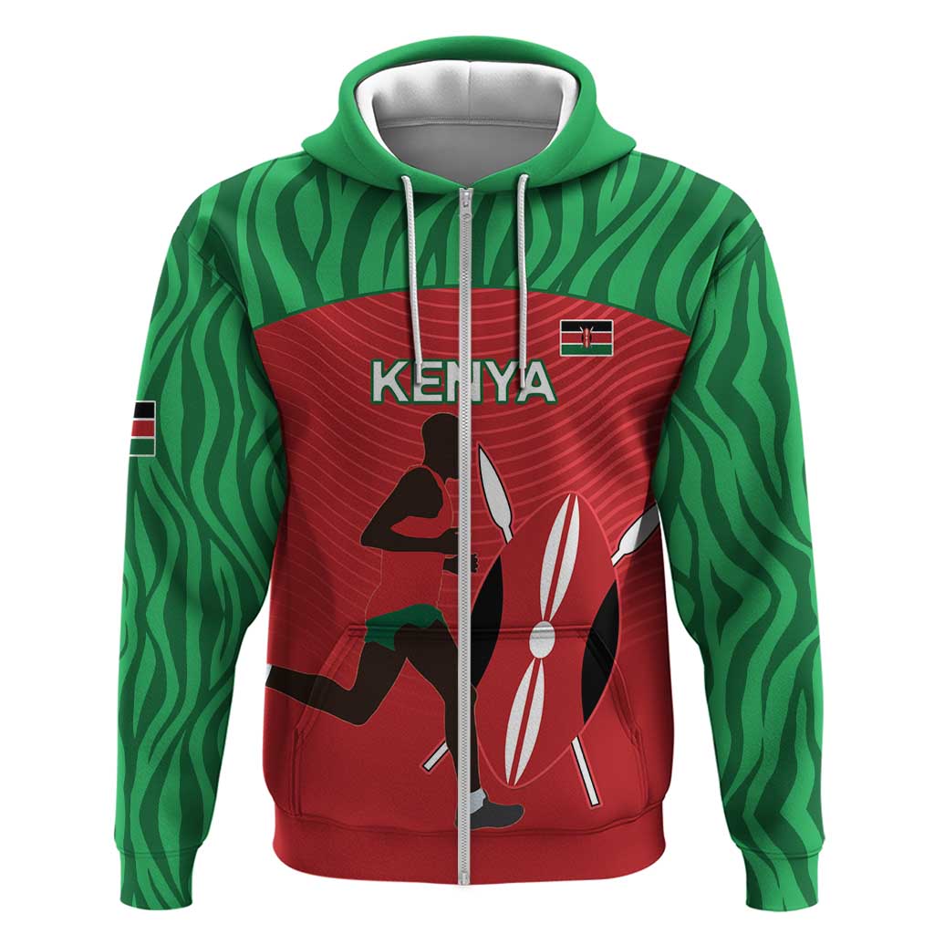 Custom Athletics Kenya Zip Hoodie Kenyan Runner - Wonder Print Shop