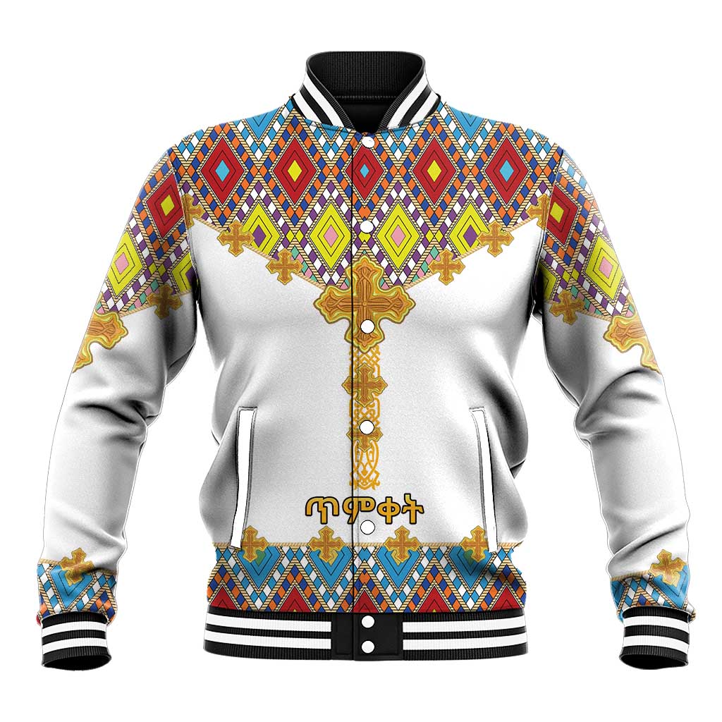 Ethiopian Epiphany Baseball Jacket Cross Mix Tilet Pattern