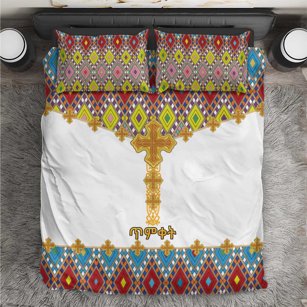 Ethiopian Epiphany Bedding Set Cross Mix Tilet Pattern