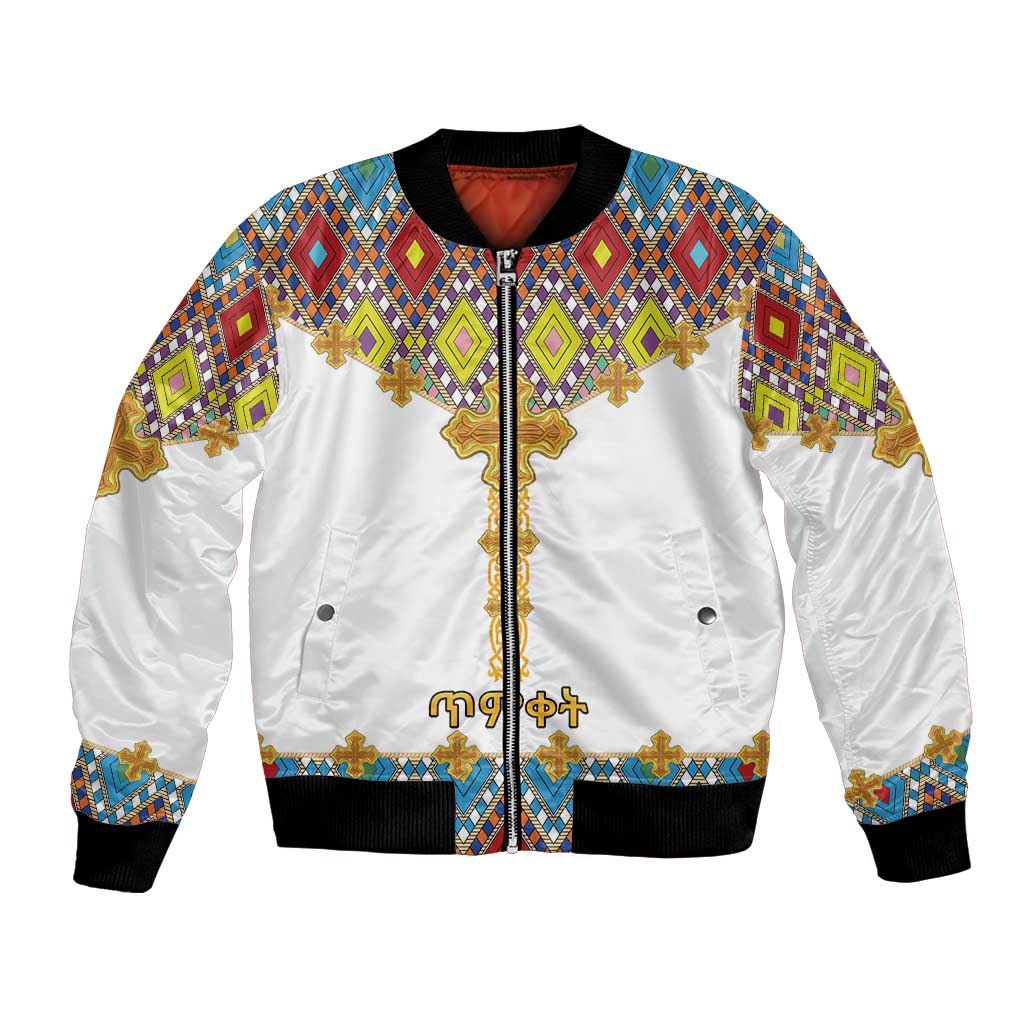 Ethiopian Epiphany Bomber Jacket Cross Mix Tilet Pattern