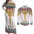 Ethiopian Epiphany Couples Matching Off Shoulder Maxi Dress and Long Sleeve Button Shirt Cross Mix Tilet Pattern