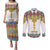 Ethiopian Epiphany Couples Matching Puletasi and Long Sleeve Button Shirt Cross Mix Tilet Pattern