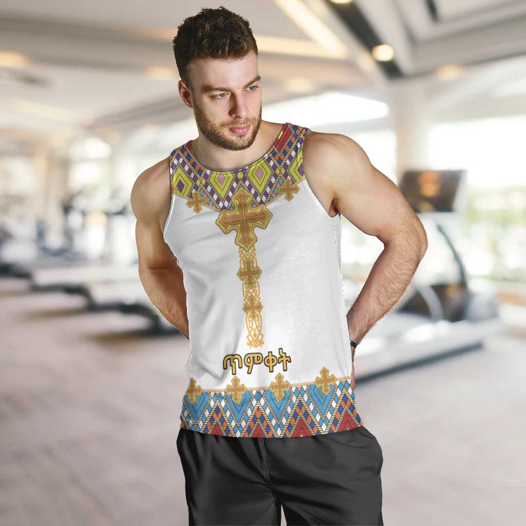 Ethiopian Epiphany Men Tank Top Cross Mix Tilet Pattern