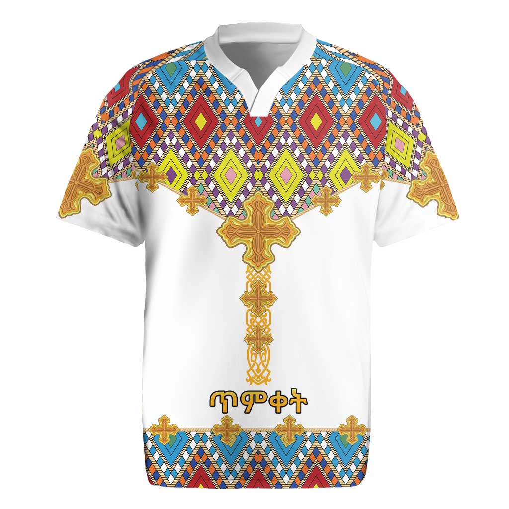 Ethiopian Epiphany Rugby Jersey Cross Mix Tilet Pattern