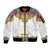 Ethiopian Epiphany Sleeve Zip Bomber Jacket Cross Mix Tilet Pattern