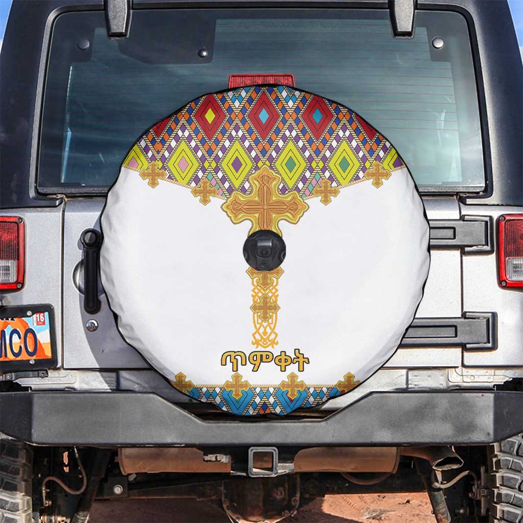 Ethiopian Epiphany Spare Tire Cover Cross Mix Tilet Pattern