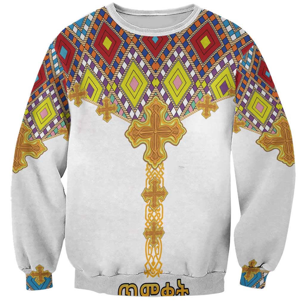 Ethiopian Epiphany Sweatshirt Cross Mix Tilet Pattern