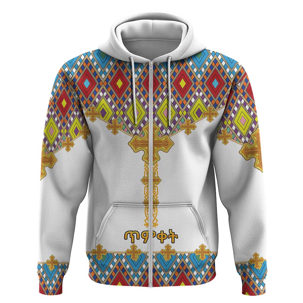 Ethiopian Epiphany Zip Hoodie Cross Mix Tilet Pattern