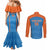 Custom India Cricket Couples Matching Mermaid Dress and Long Sleeve Button Shirt Go Men in Blue