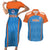 Custom India Cricket Couples Matching Short Sleeve Bodycon Dress and Hawaiian Shirt Go Men in Blue - Wonder Print Shop