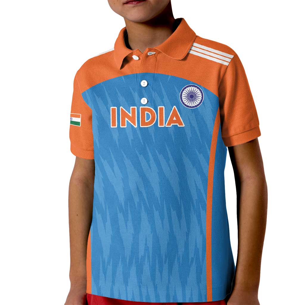 Custom India Cricket Kid Polo Shirt Go Men in Blue - Wonder Print Shop