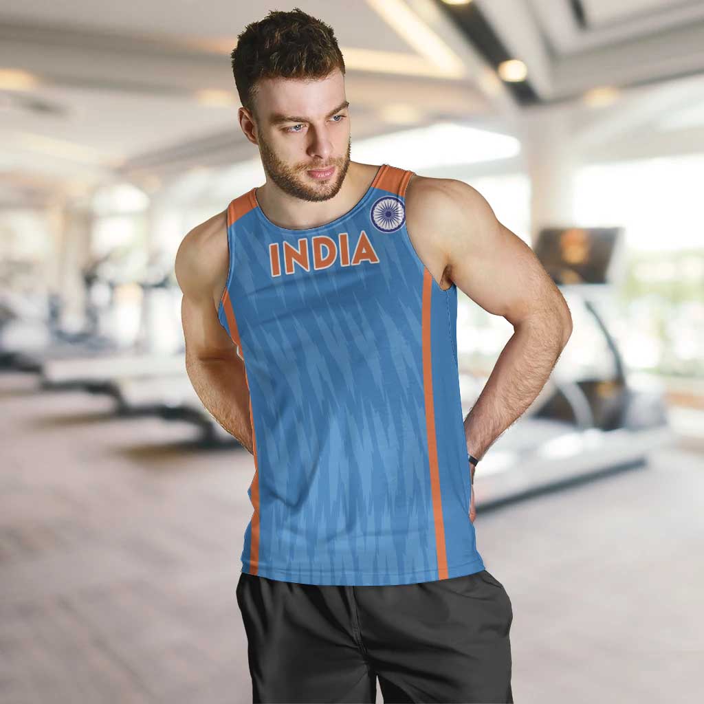 Custom India Cricket Men Tank Top Go Men in Blue