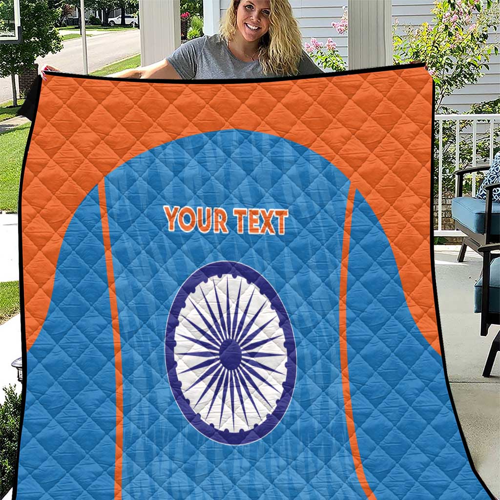 Custom India Cricket Quilt Go Men in Blue