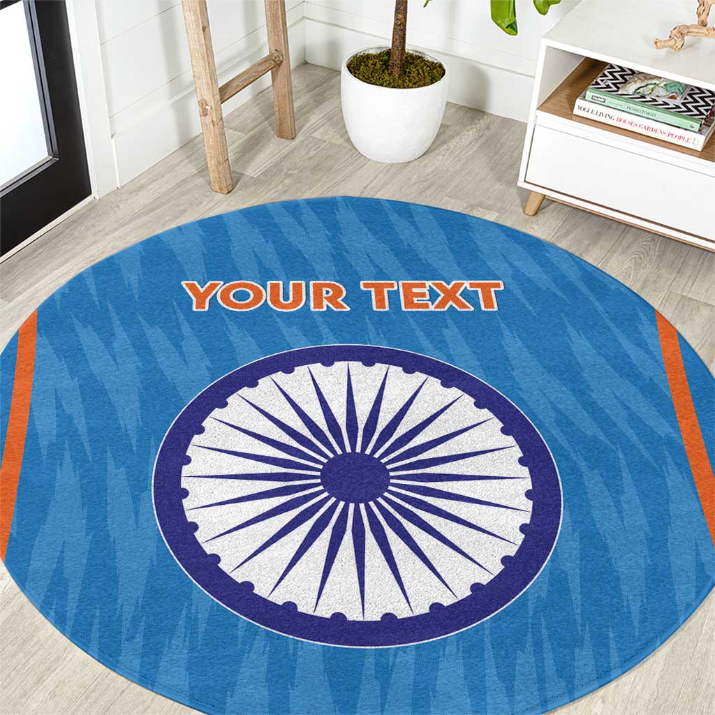 Custom India Cricket Round Carpet Go Men in Blue